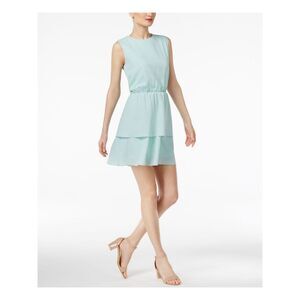 CYNTHIA ROWLEY Womens Aqua Sleeveless Above The Knee Fit + Flare Dress XL
